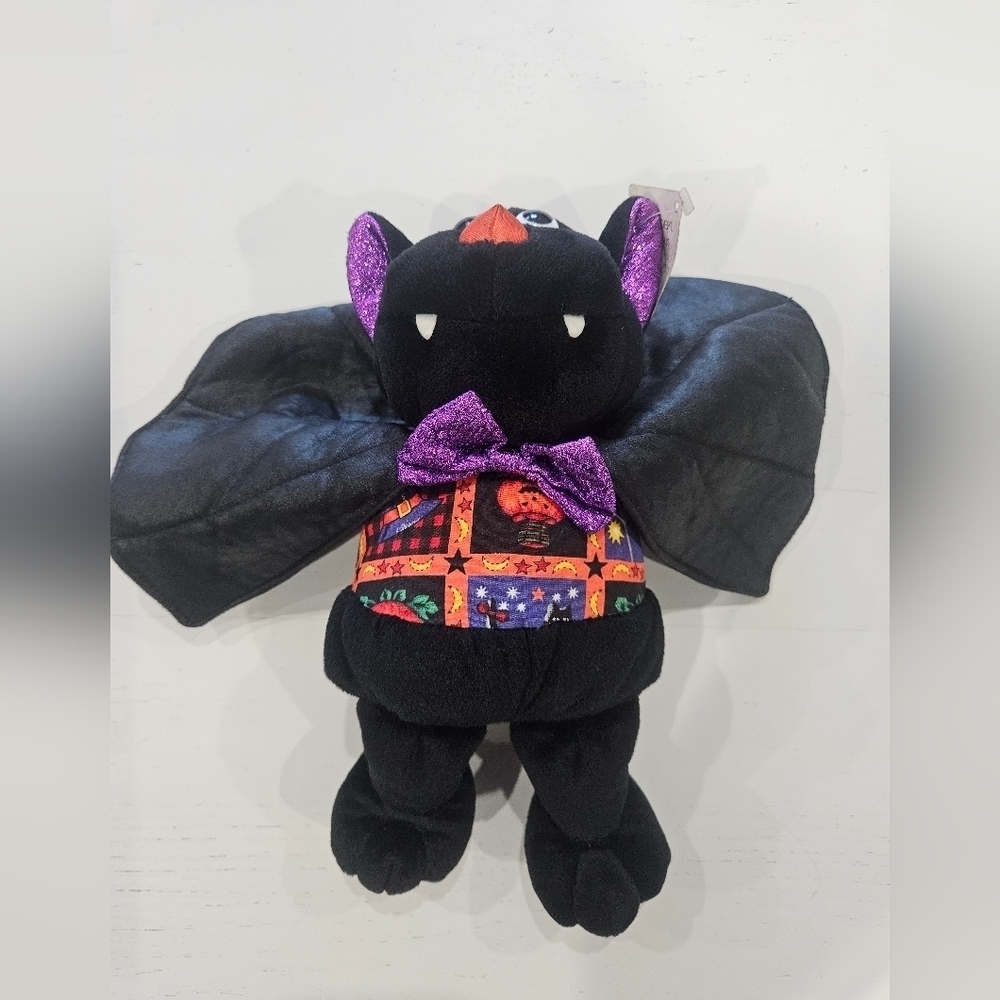 Chosun International Vintage Halloween Stuffed Black Bat. Retro Summerween - Picture 3 of 8